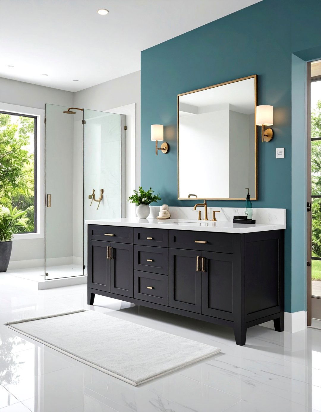 Black Shaker Cabinet Bathroom with Recessed Panels - 20 bathroom with black cabinets ideas