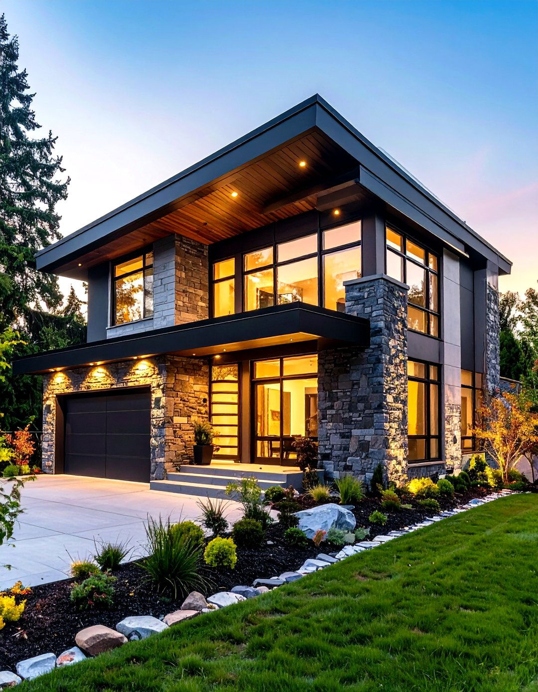 Black Stone and Concrete Houses - 20 Modern Black Houses