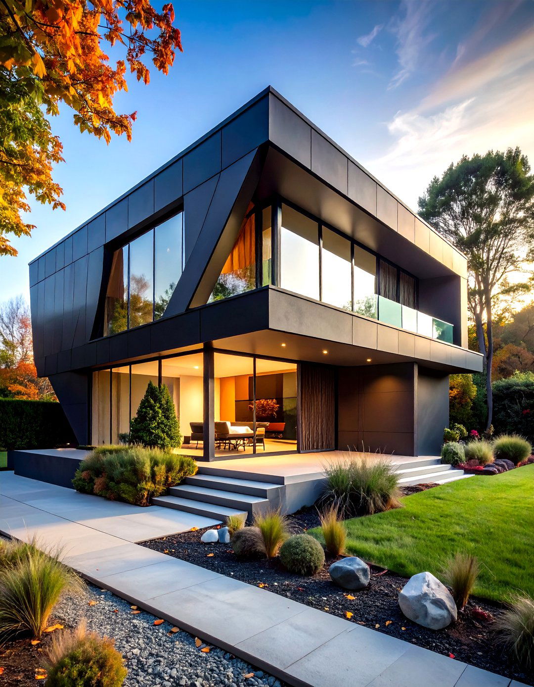 Black Wedge Shaped Houses - 20 Modern Black Houses