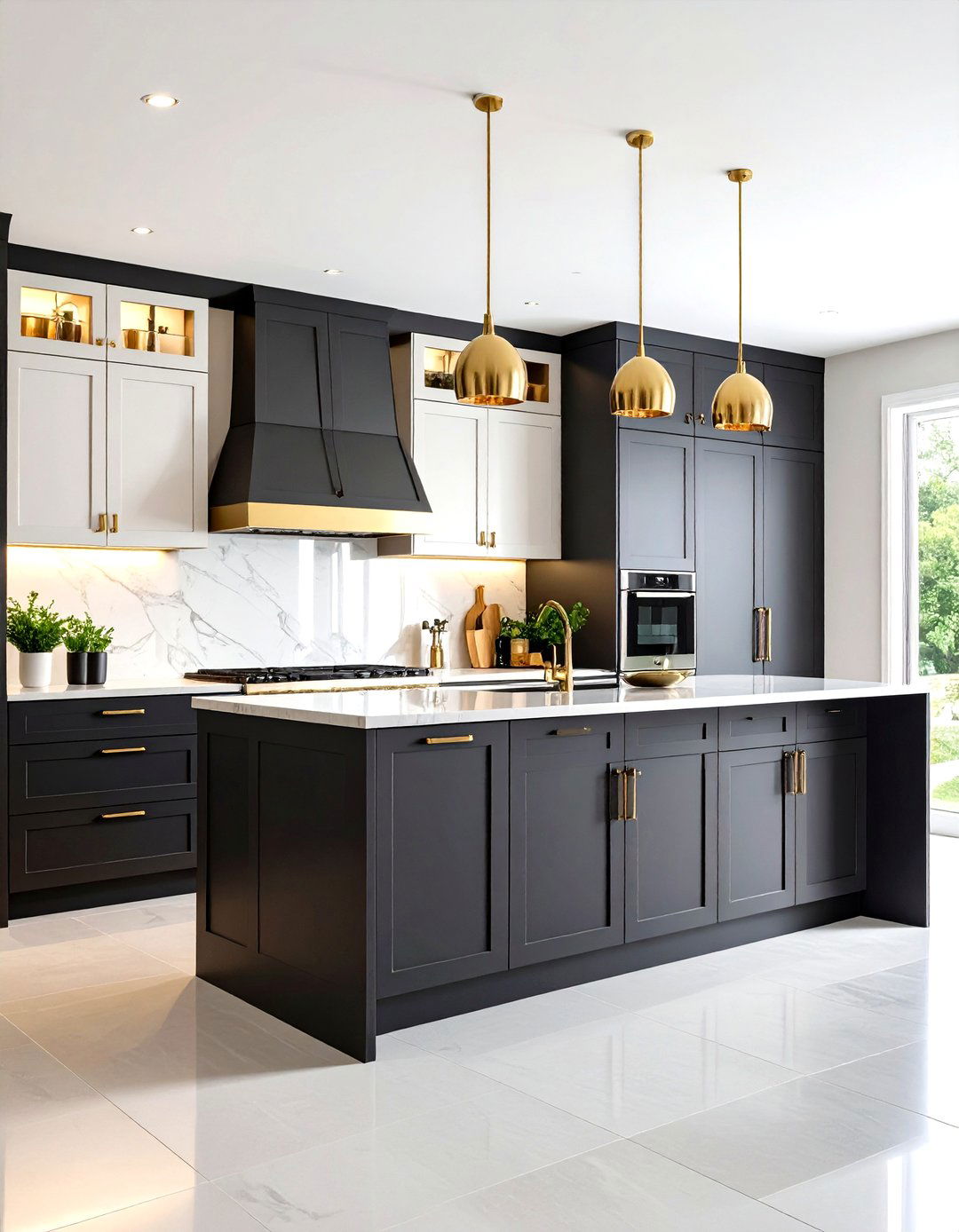 Black White and Gold Kitchen with Maximalist Storage Solutions - 20 black white and gold kitchen ideas