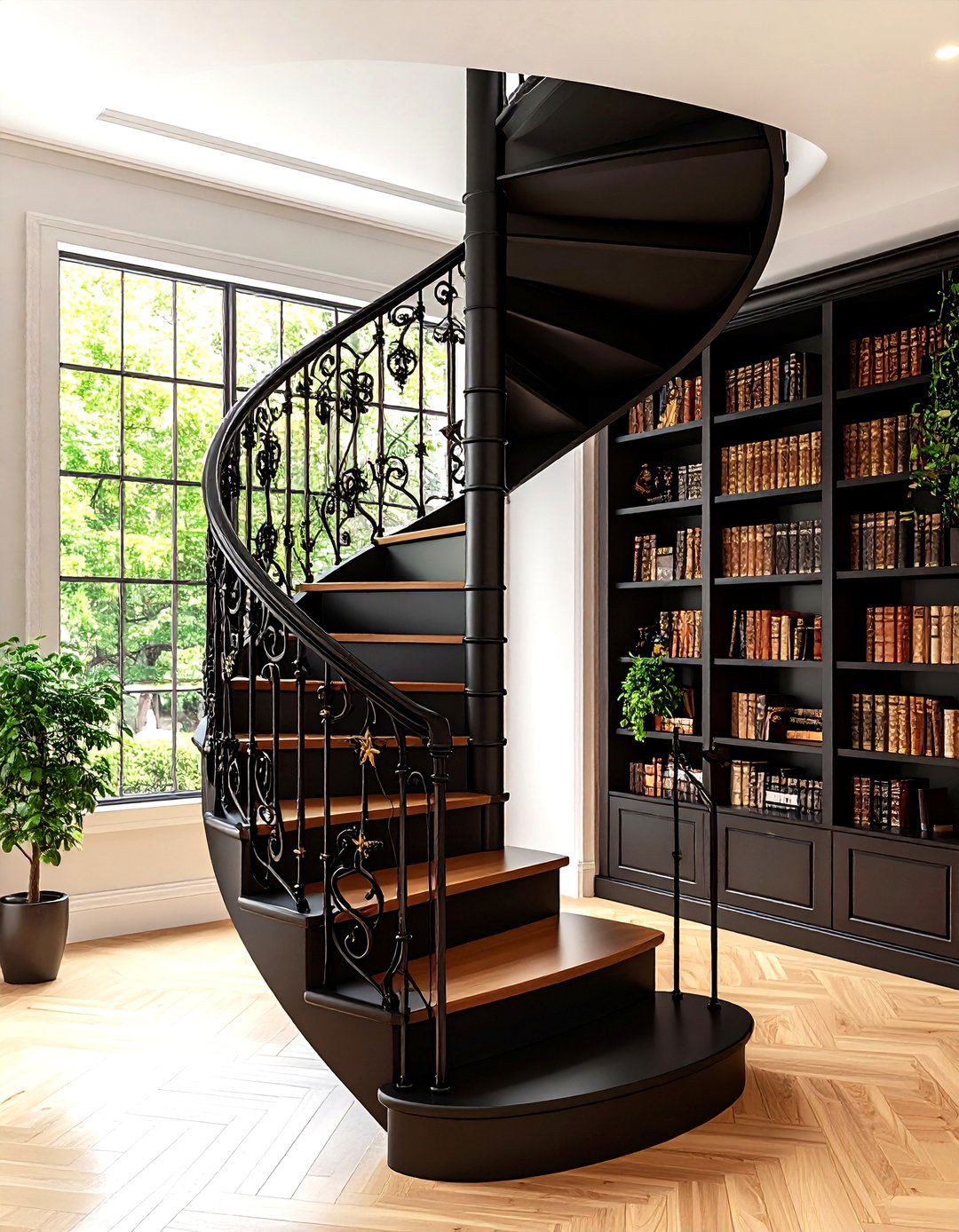 Black Wrought Iron Spiral Staircase - 20 black staircase ideas