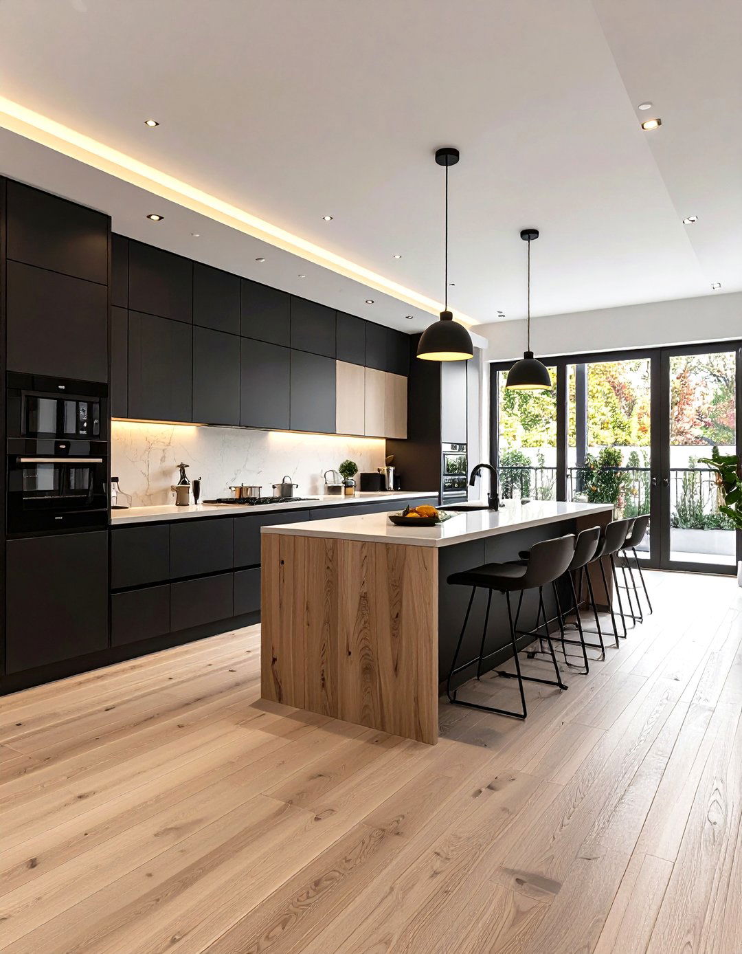 Black and Beige Kitchen Galley Layout Design - 20 black and beige kitchen ideas