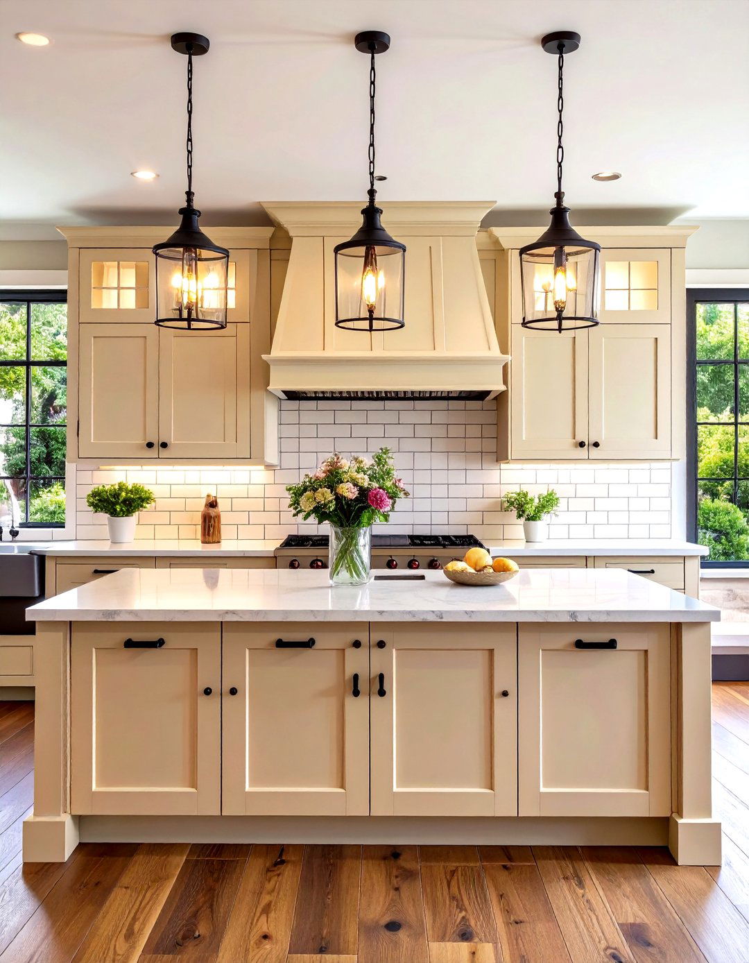 Black and Beige Kitchen with Subway Tile Backsplash - 20 black and beige kitchen ideas