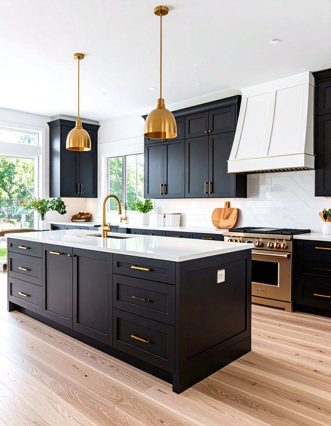 Black and Brass Kitchen Color Bold Statement - 20 Kitchen Color Ideas