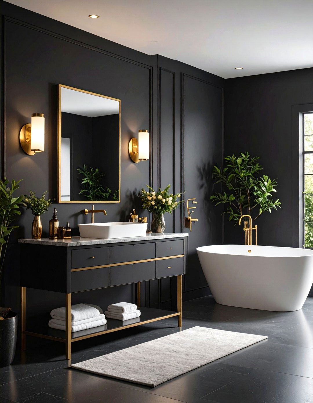 Black and Gold Bathroom Drama - 20 Gold Bathroom Ideas