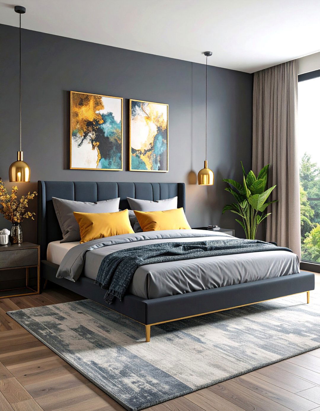 Black and Gold Bedroom Accent Wall Brilliance - 20 Black and Gold Bedroom Ideas