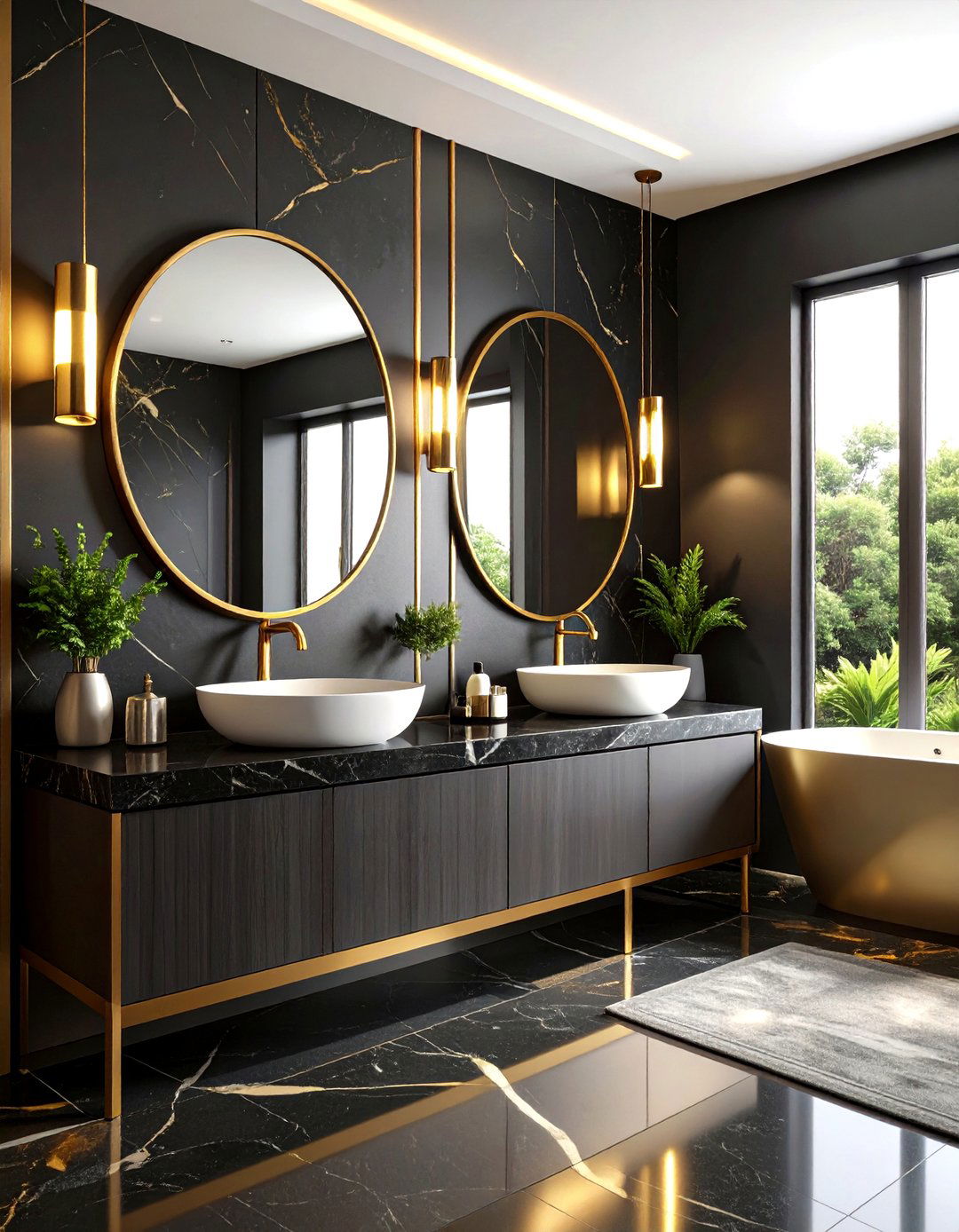 Black and Gold Romantic Bathroom Drama - 20 Romantic Bathroom Ideas
