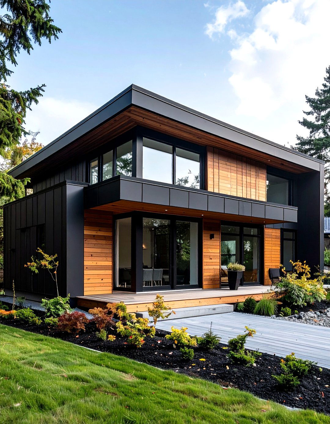 Black and Natural Wood Modern Small Home Palette - 20 Exterior Color Palettes for Small Homes