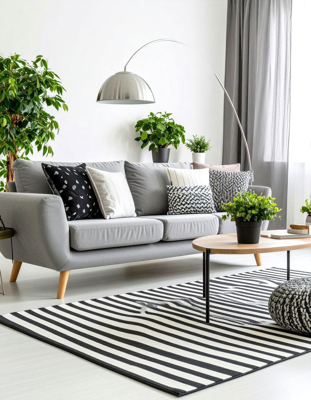 Black and White Graphic Rug with a Grey Couch - 20 what color rug goes with a grey couch