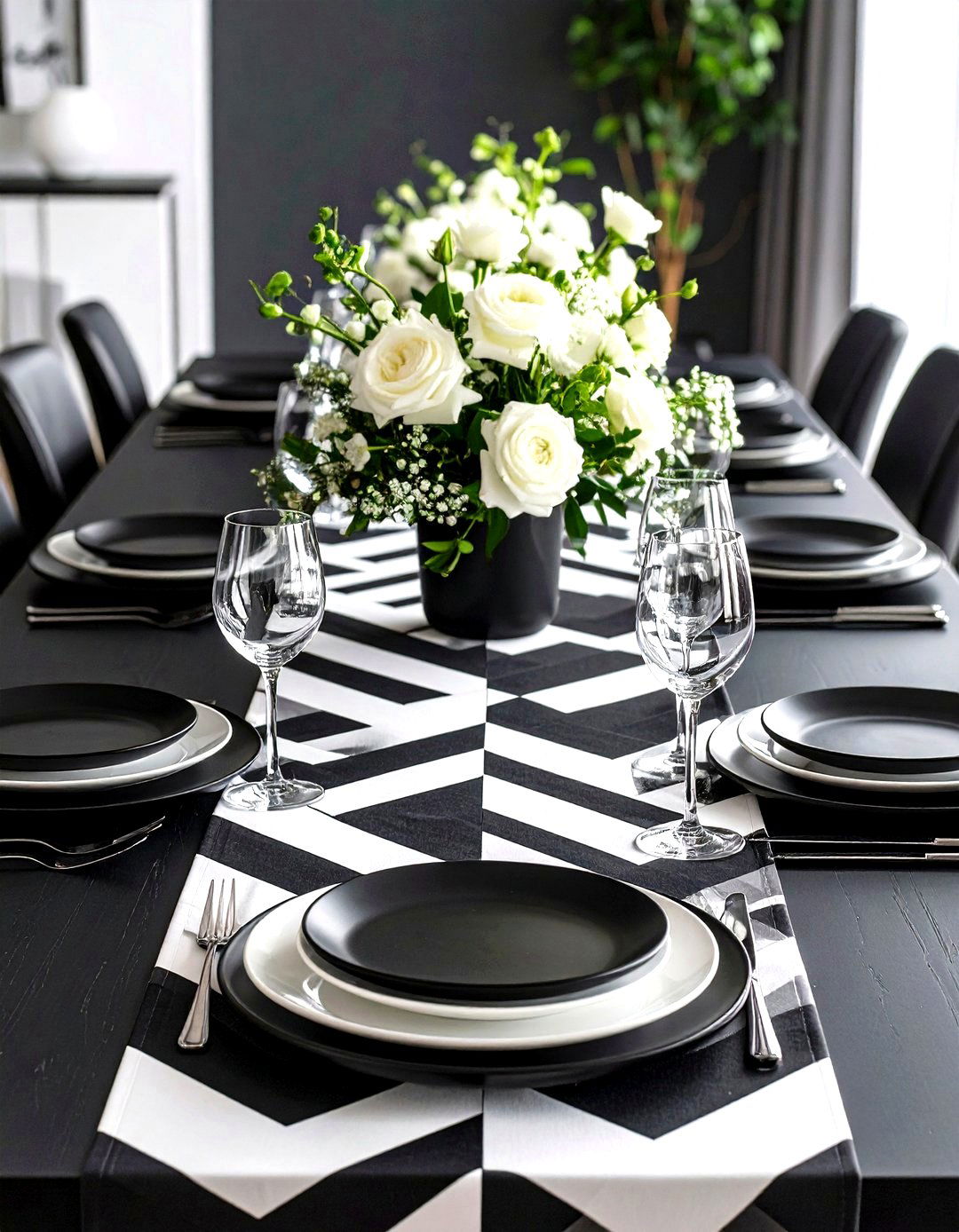 Black and White Graphic Tablescape - 20 Tablescape Ideas
