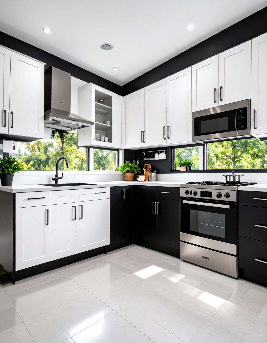 Black and White Monochrome Mobile Home Kitchen Design - 20 Mobile Home Kitchen Ideas