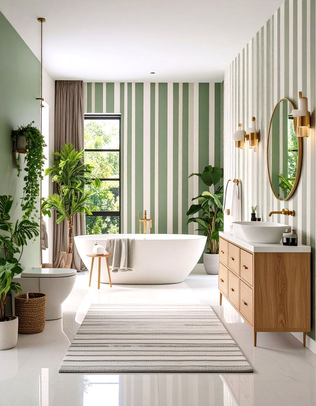 Black and White Striped Powder Room Wallpaper - 20 Powder Room Wallpaper Ideas