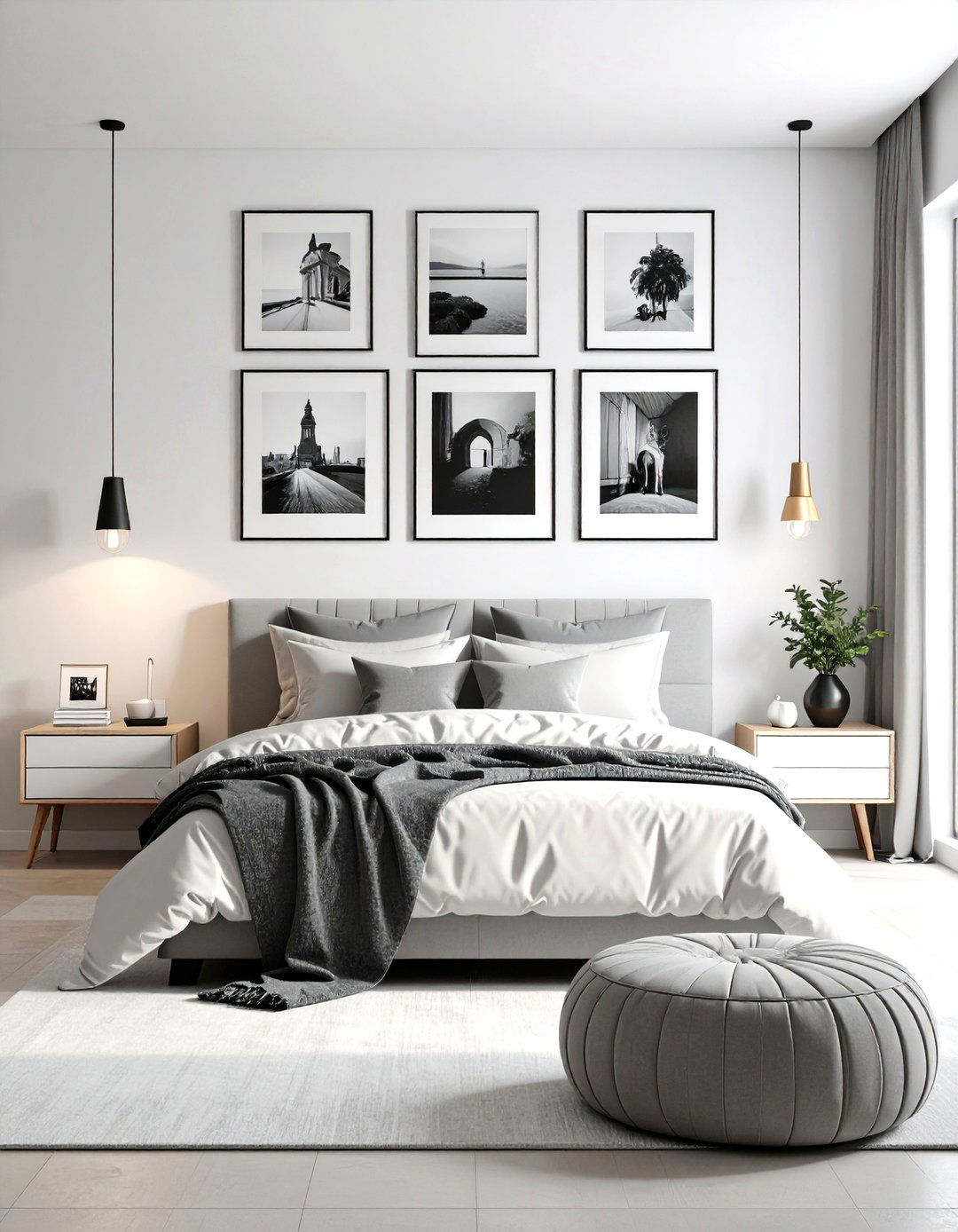 Black and White Timeless Photo Wall - 20 Photo Wall Ideas