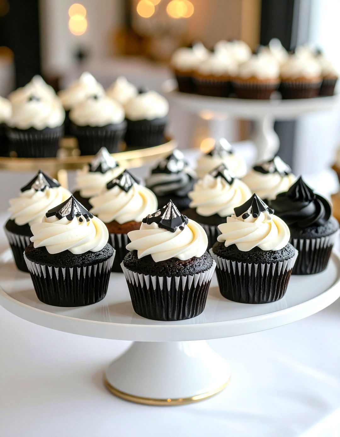 Black and White Wedding Cupcakes with Elegant Contrast - 20 Wedding Cupcake Ideas