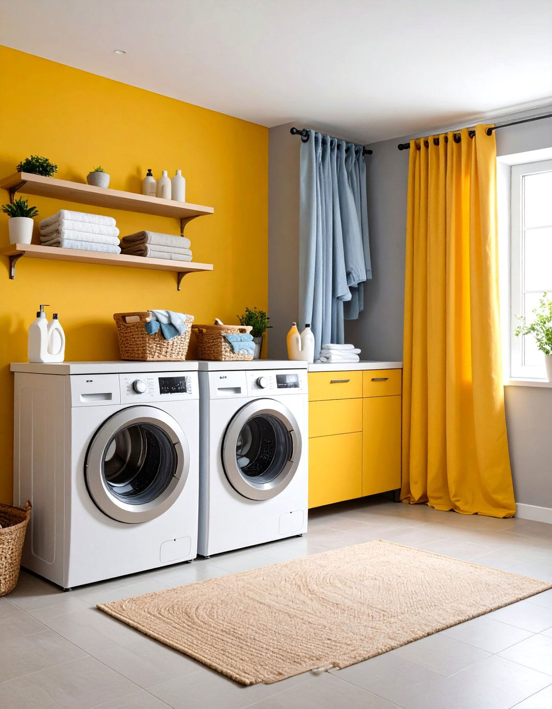 Blackout Laundry Room Curtain Treatment - 20 Laundry Room Curtain Ideas