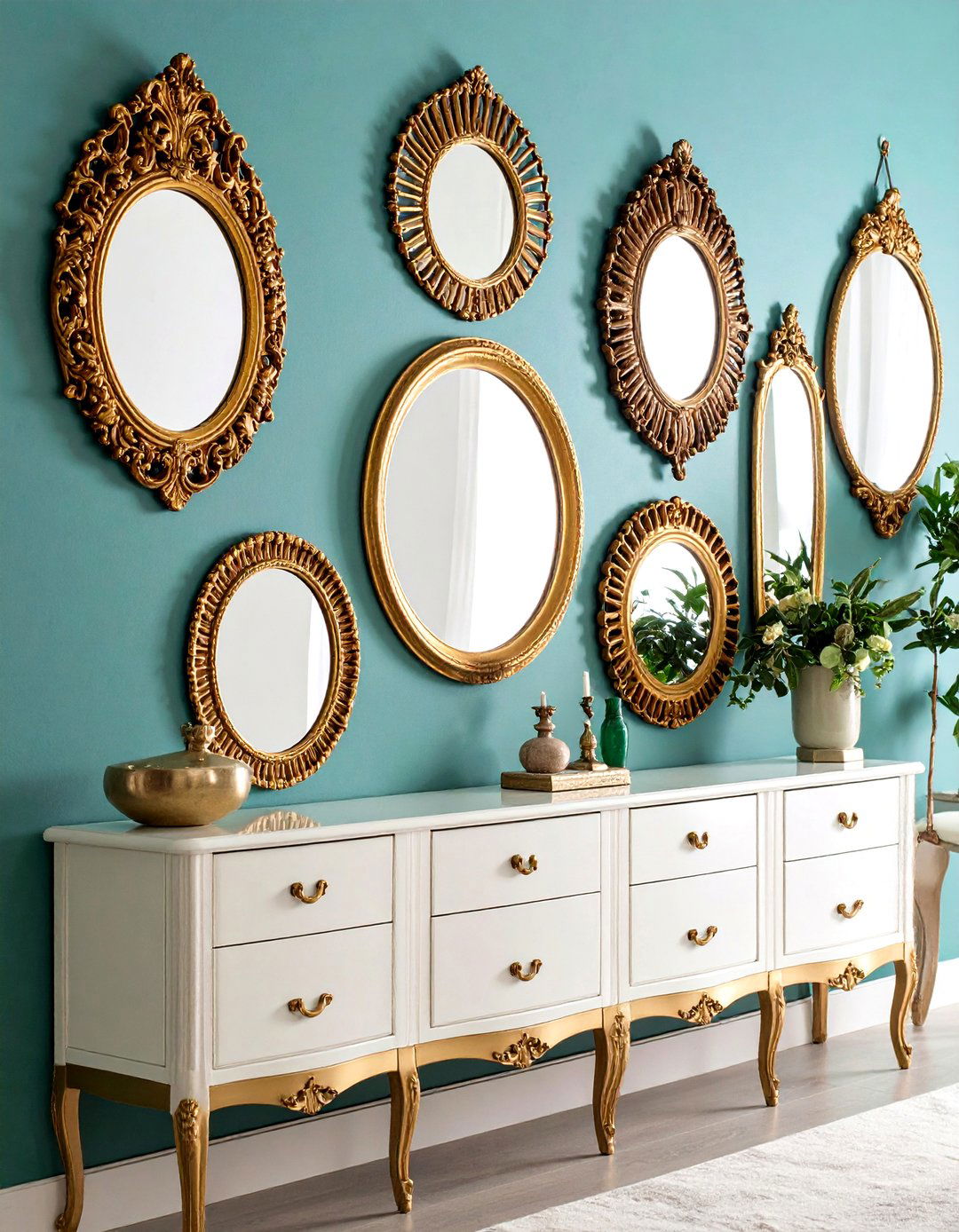 Blank Wall Mirror Gallery Display - 20 Blank Wall Ideas