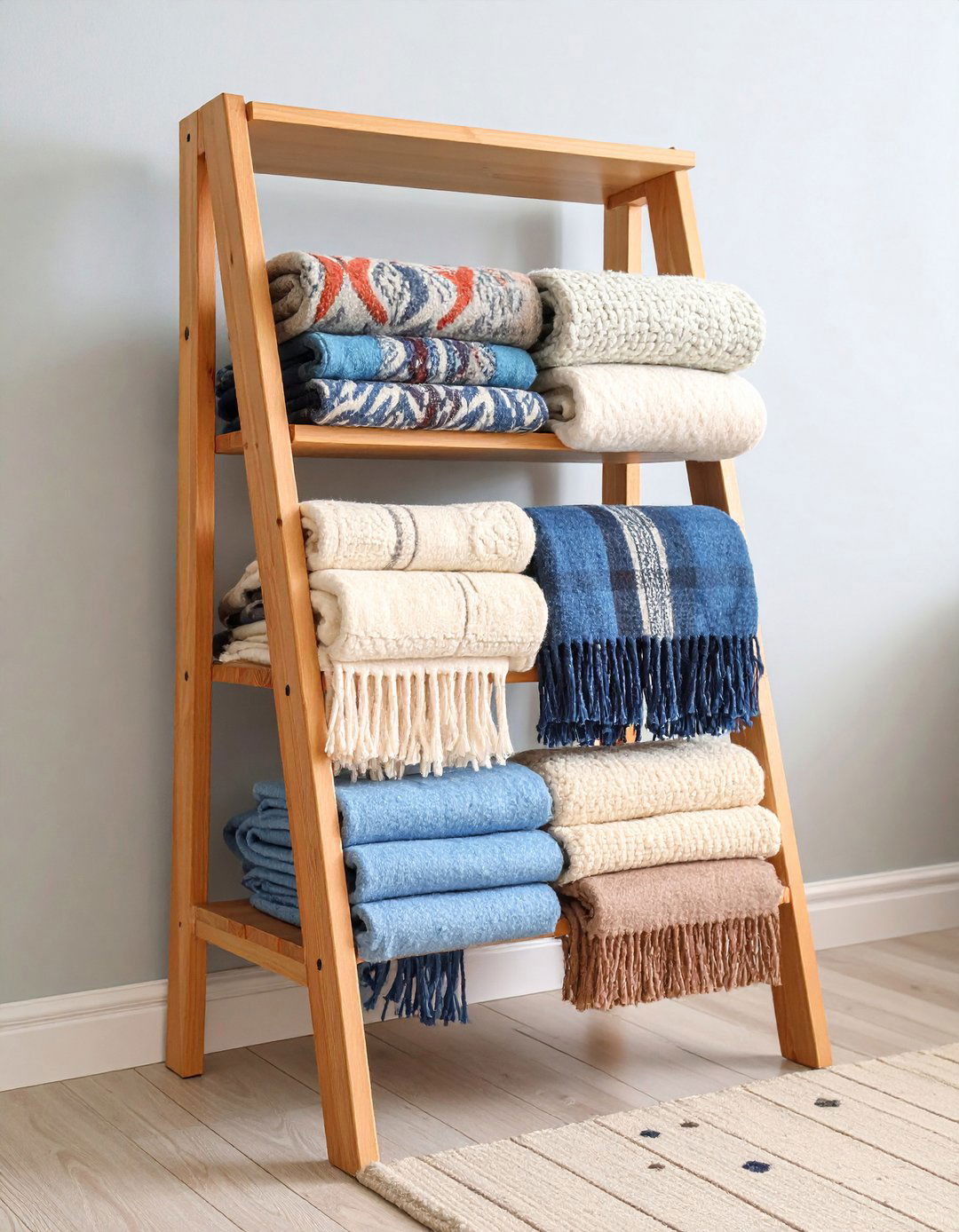 Blanket Ladder Rack Display - 20 Blanket Storage Ideas