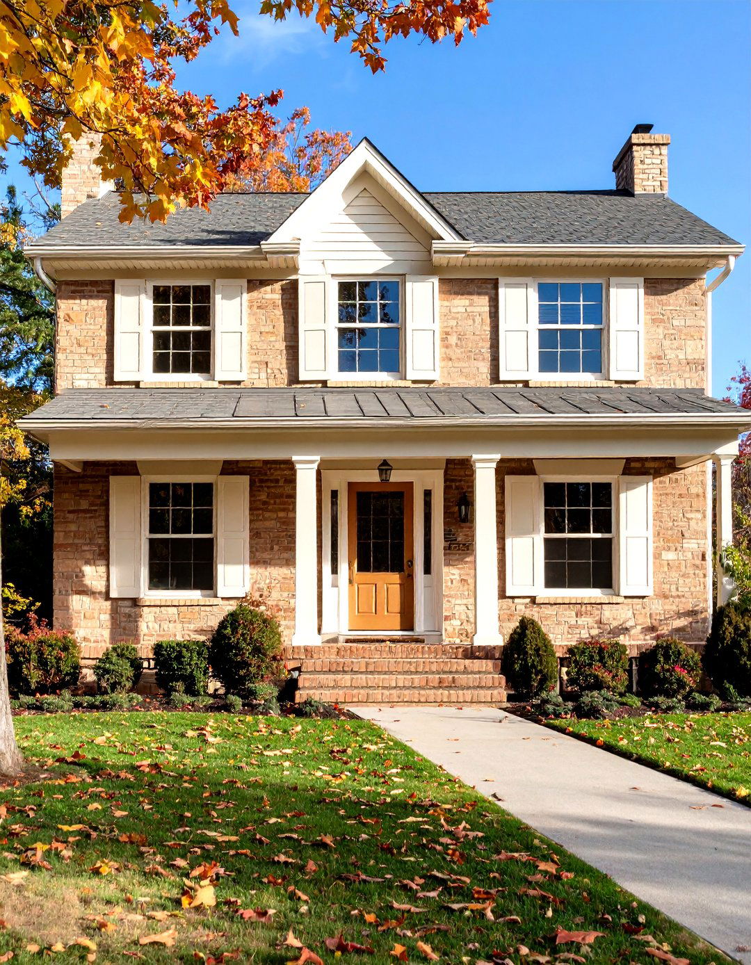 Blonde Brick with Creamy Beige Trim - 20 Blonde Brick House Color Schemes