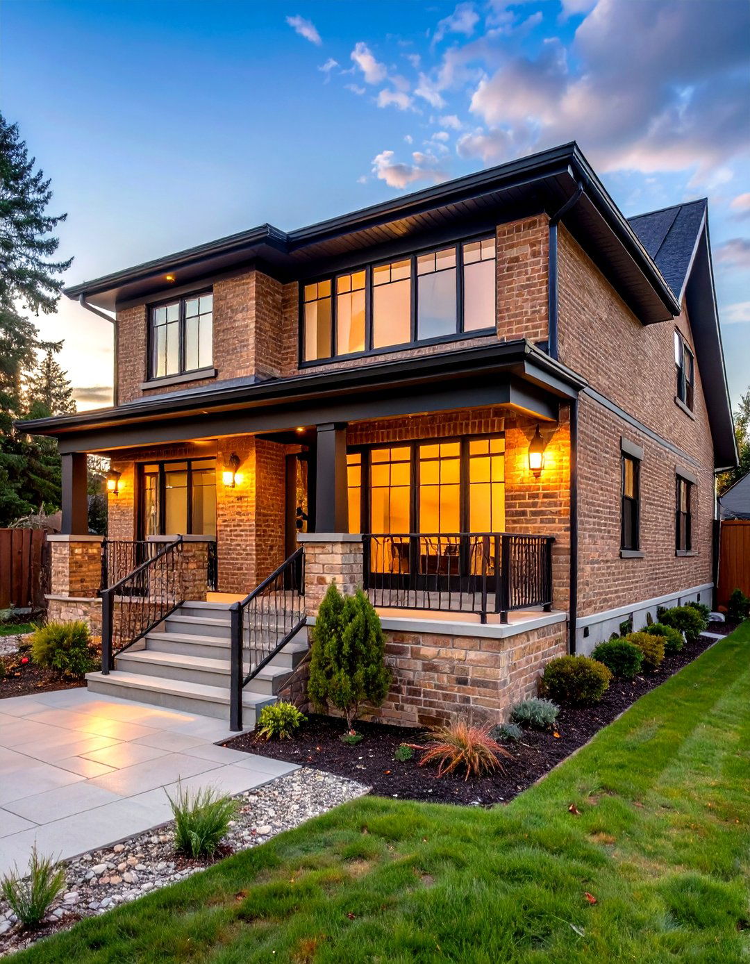 Blonde Brick with Matte Black Trim - 20 Blonde Brick House Color Schemes