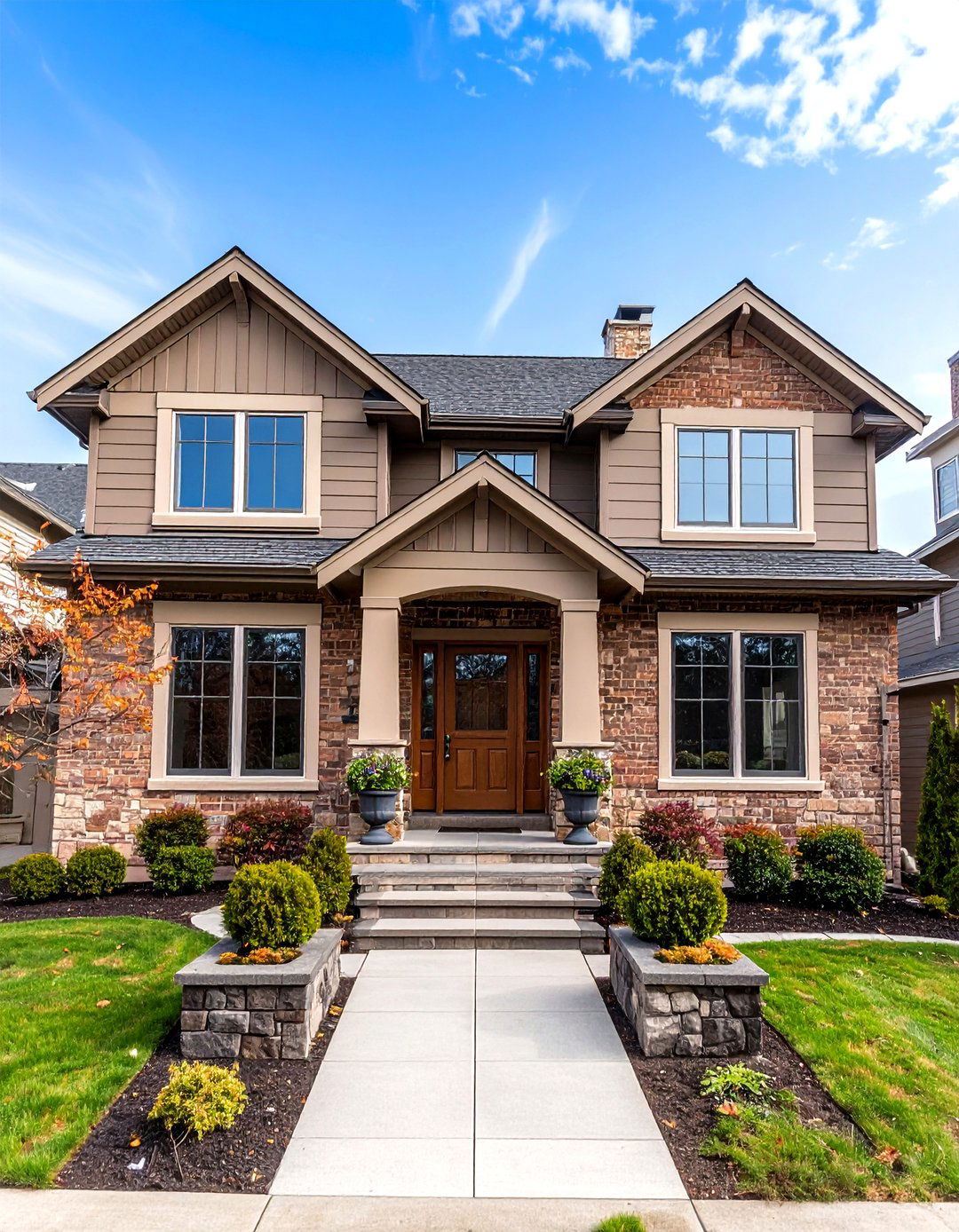 Blonde Brick with Warm Taupe Accents - 20 Blonde Brick House Color Schemes
