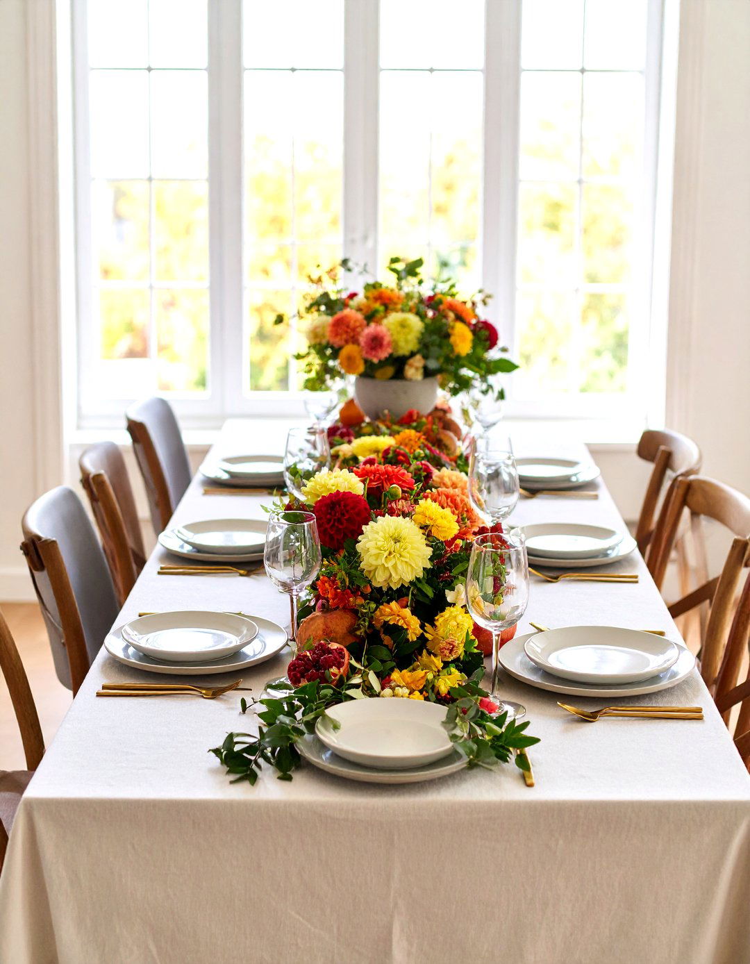 Blooming Floral Runner Thanksgiving Table Decor - 20 thanksgiving table decor ideas