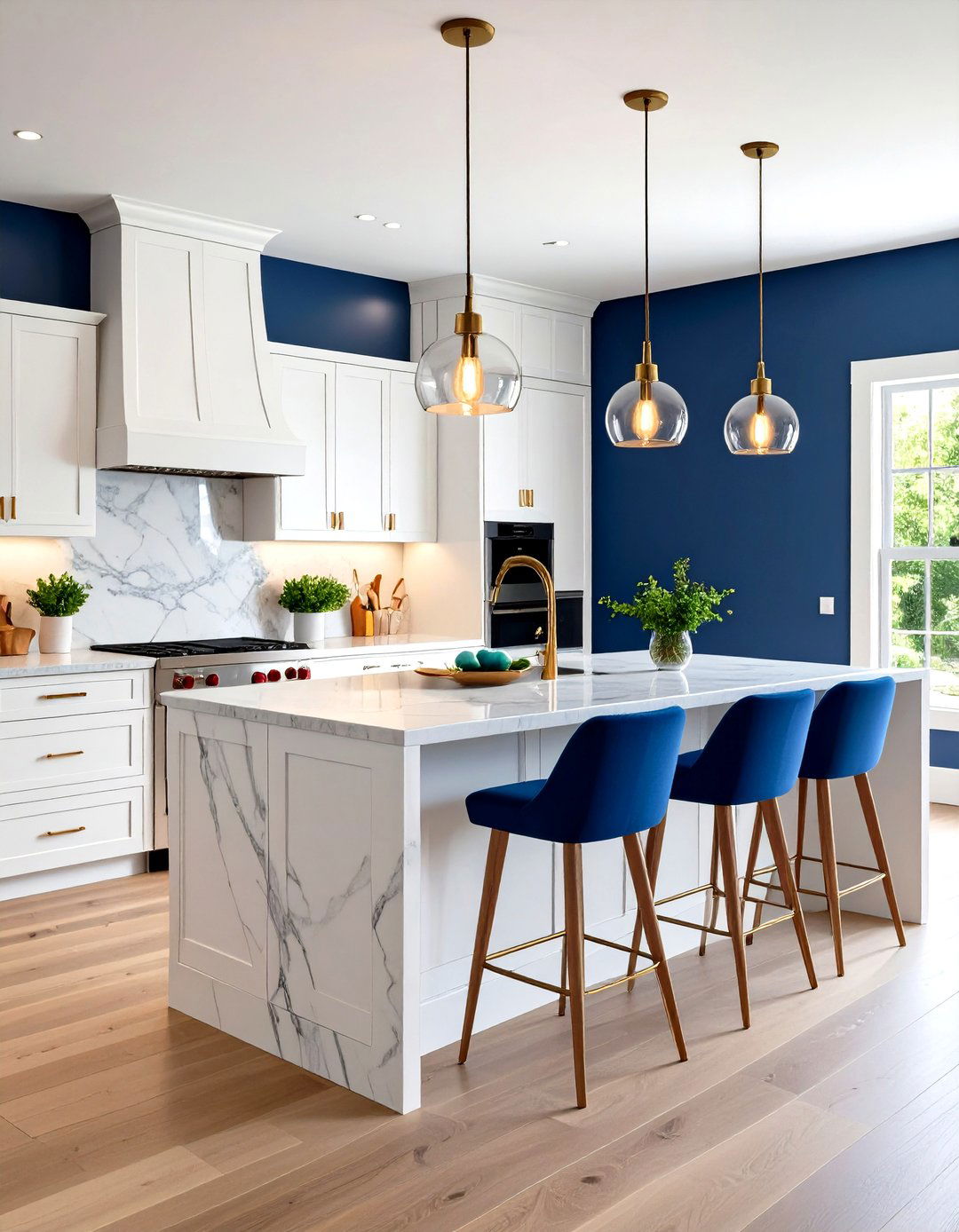 Blue Accent Wall Behind Kitchen Islands - 20 Blue Accent Wall Ideas