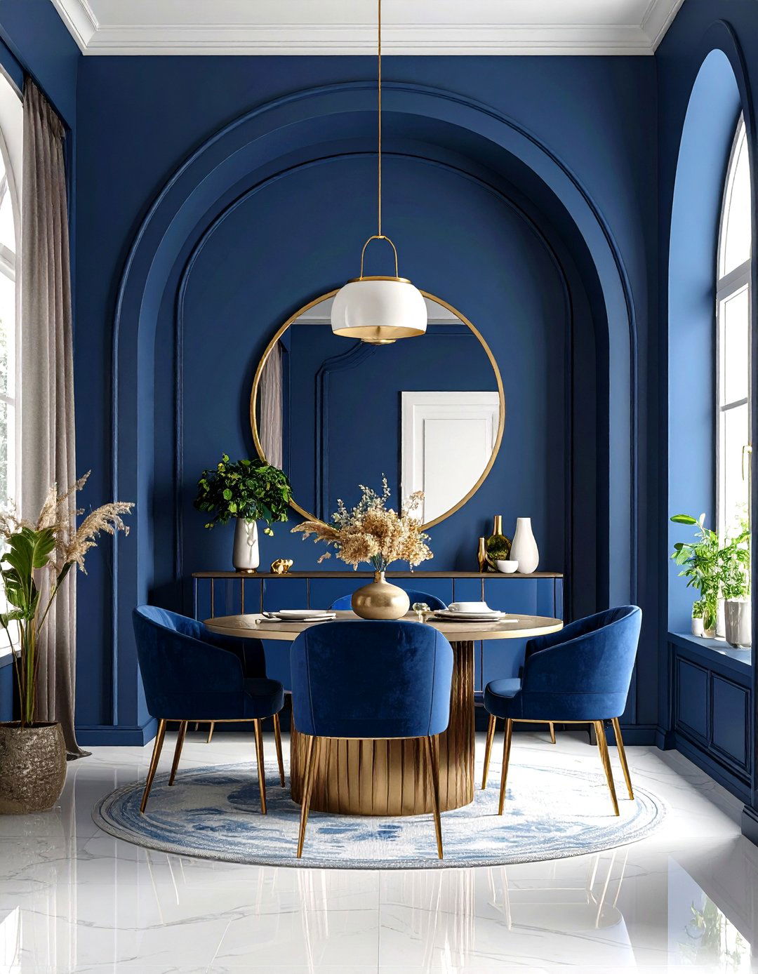 Blue Accent Wall with Architectural Features - 20 Blue Accent Wall Ideas