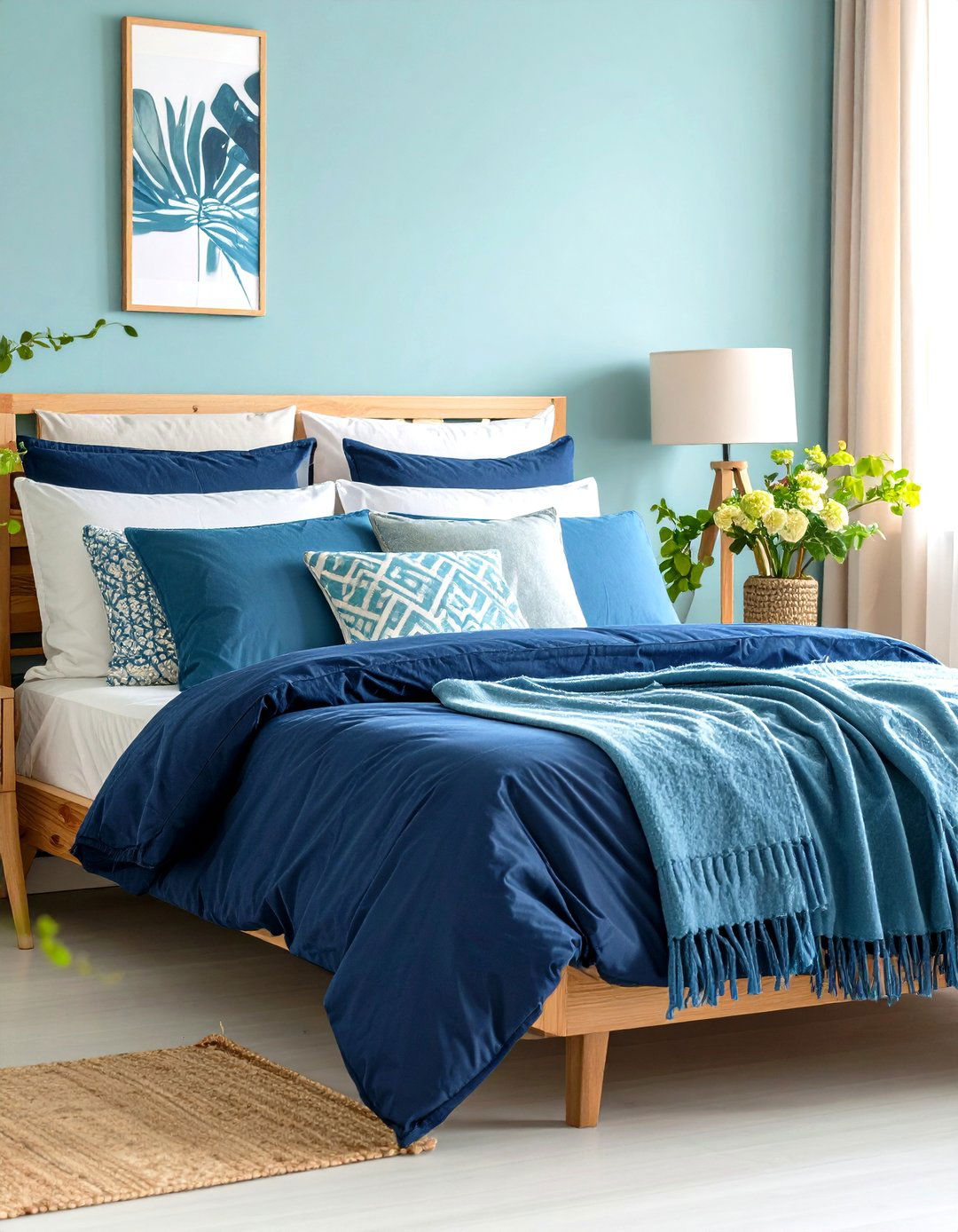 Blue Bedroom Bedding and Textile Layering - 20 Blue Bedroom Ideas