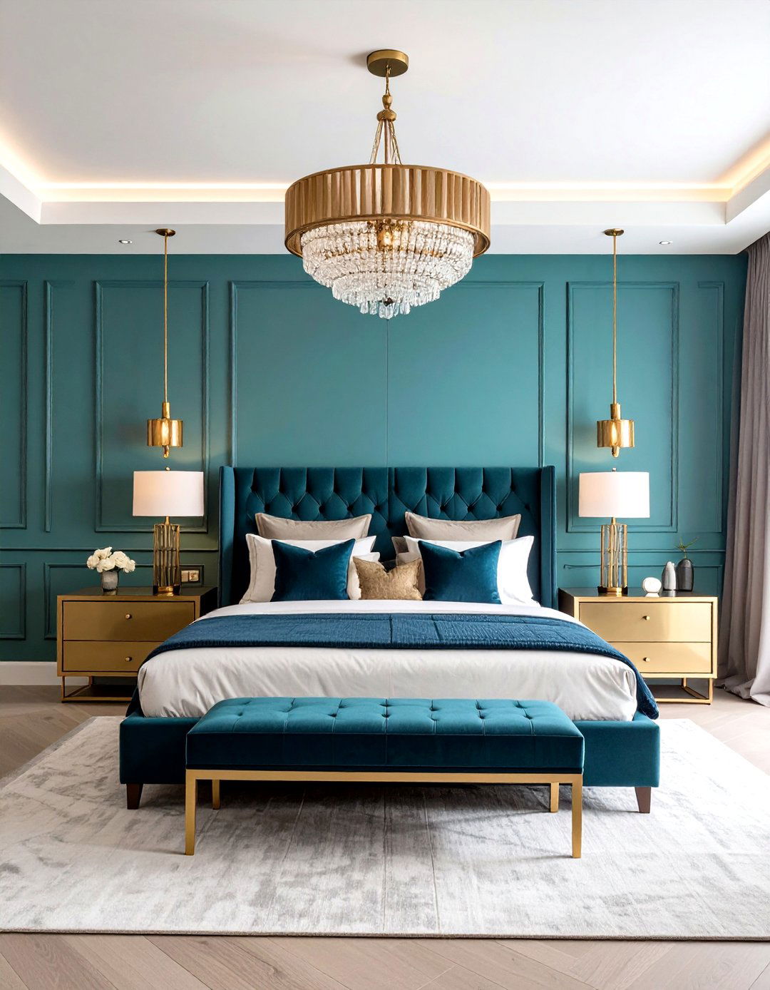Blue Bedroom Statement Lighting Features - 20 Blue Bedroom Ideas