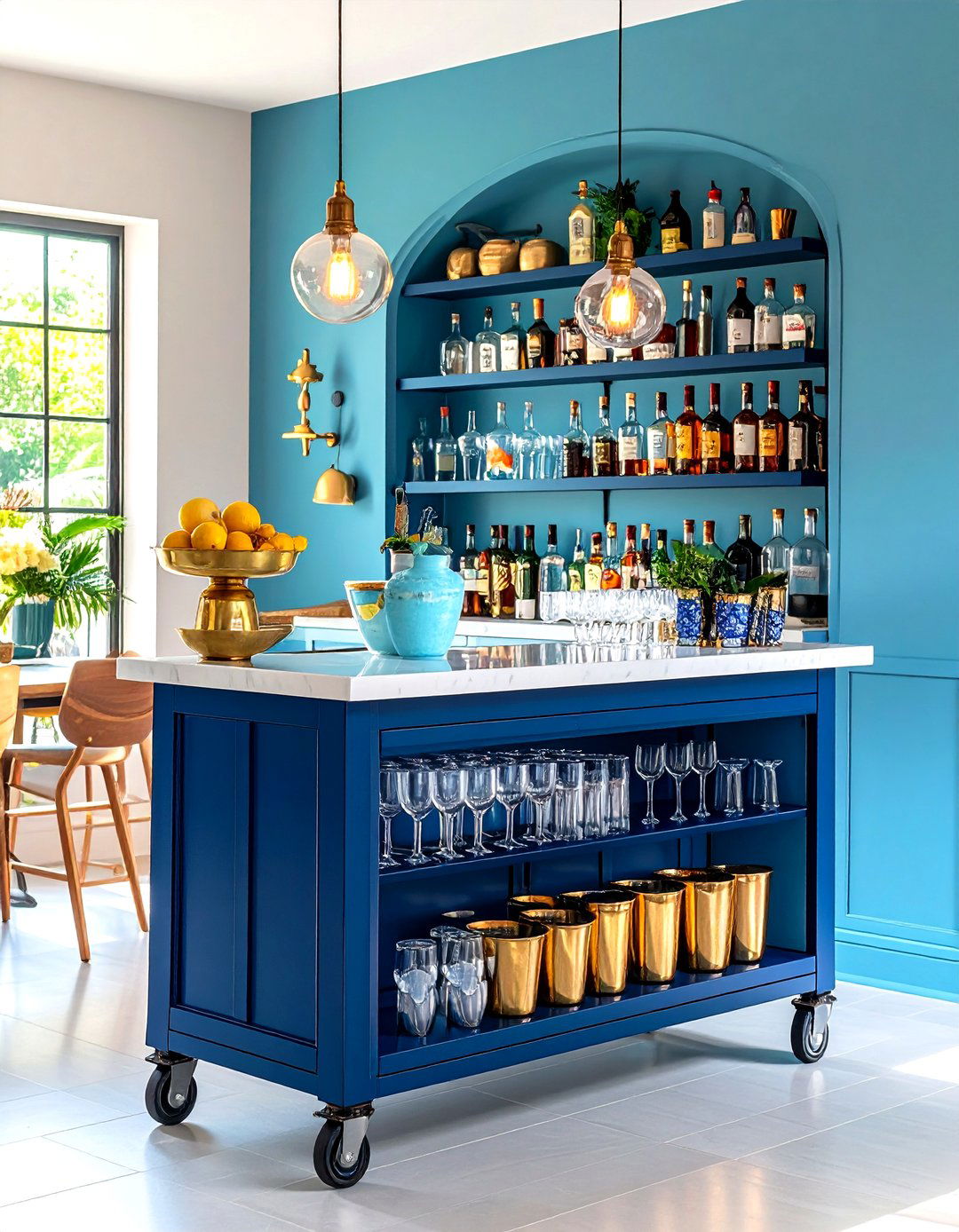 Blue Dining Room Bar Cart and Entertaining - 20 Blue Dining Room Ideas