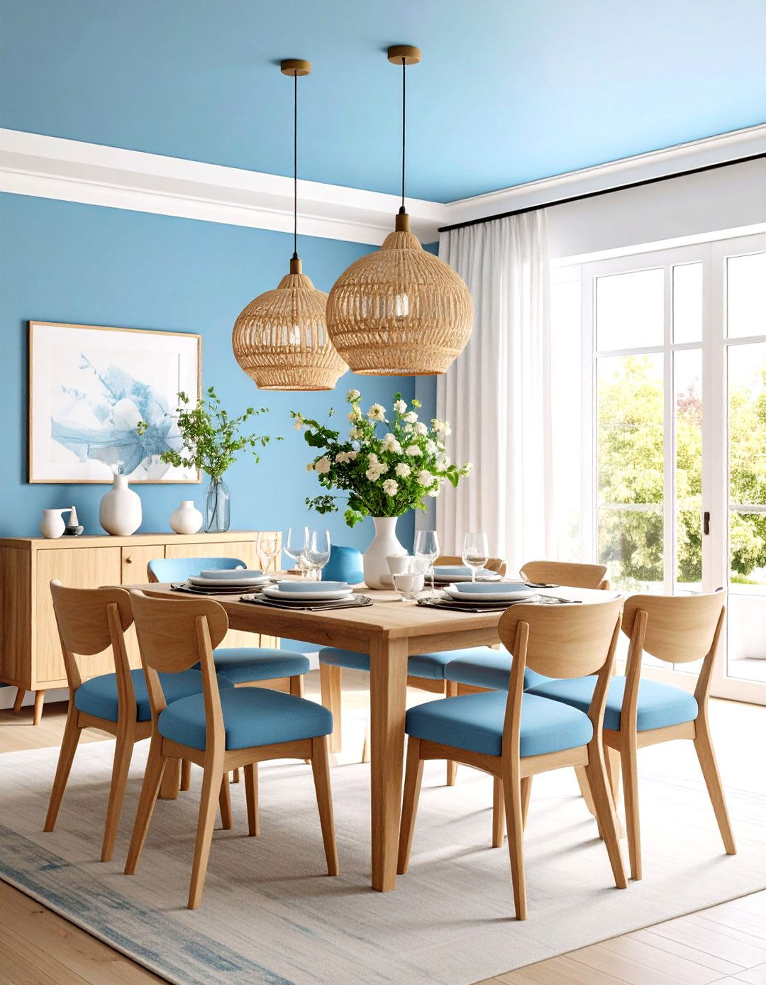 Blue Dining Room Ceiling Treatment Design - 20 Blue Dining Room Ideas