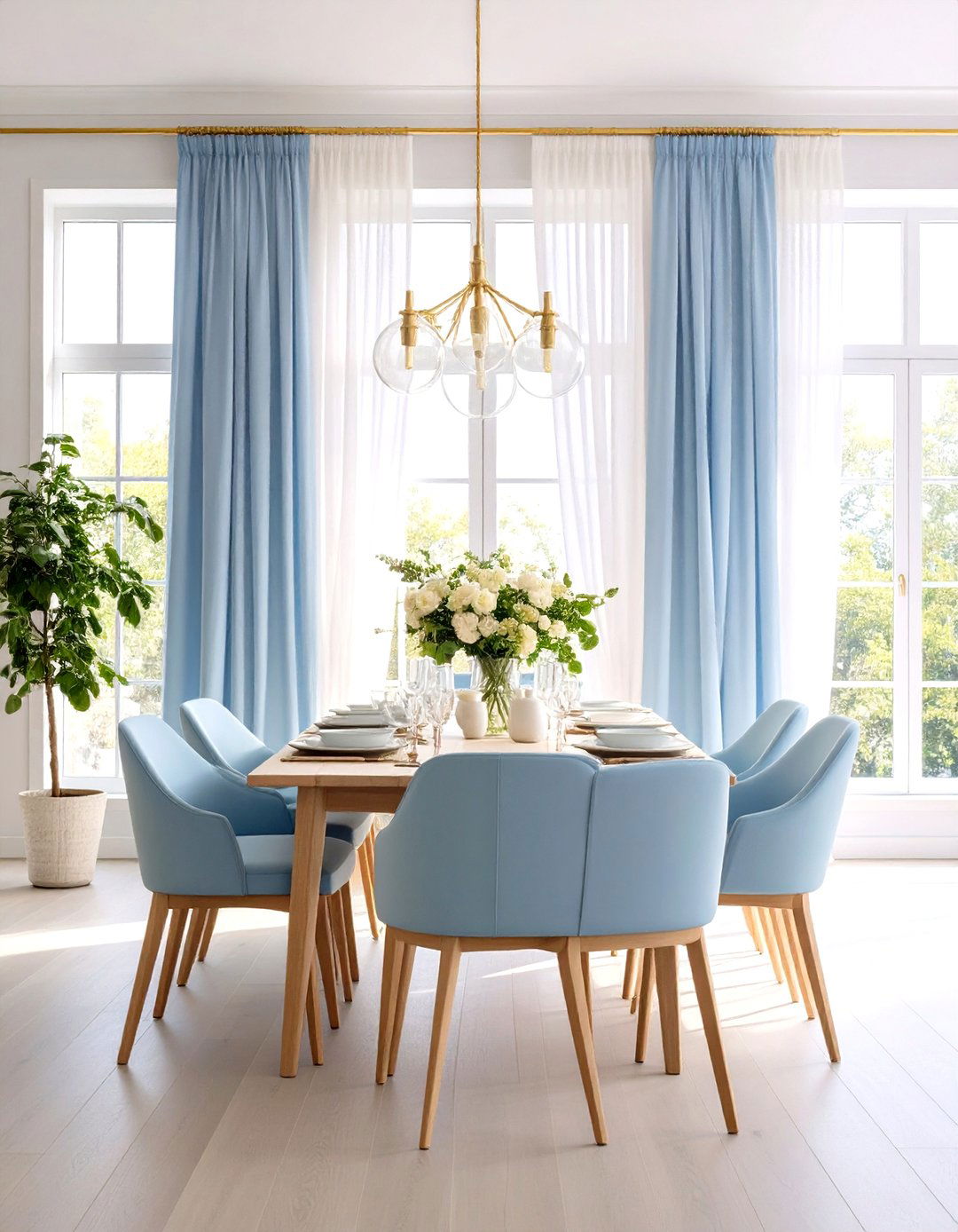 Blue Dining Room Drapes and Window Treatments - 20 Blue Dining Room Ideas