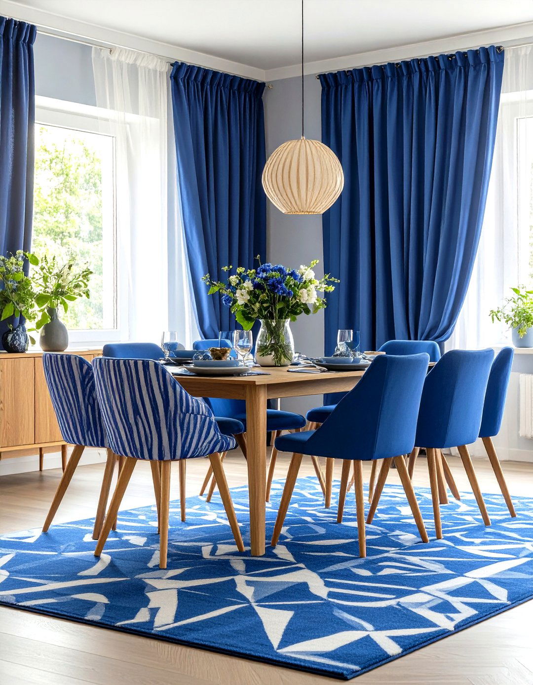 Blue Dining Room Eclectic Pattern Mixing - 20 Blue Dining Room Ideas