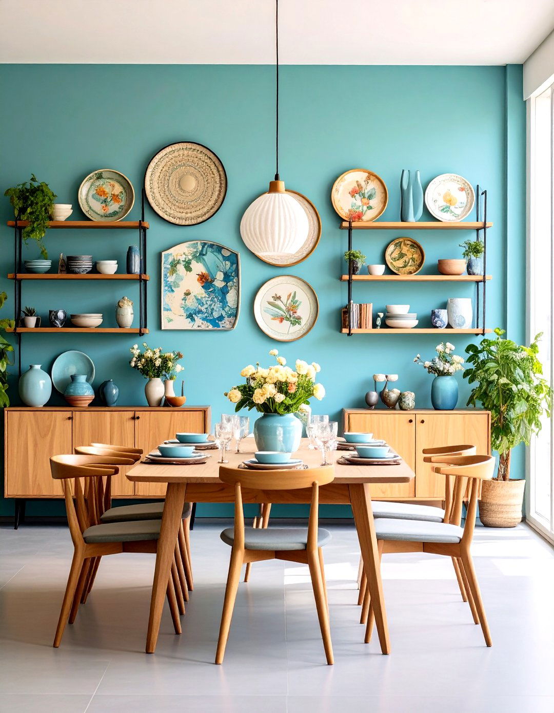 Blue Dining Room Gallery Wall Display - 20 Blue Dining Room Ideas