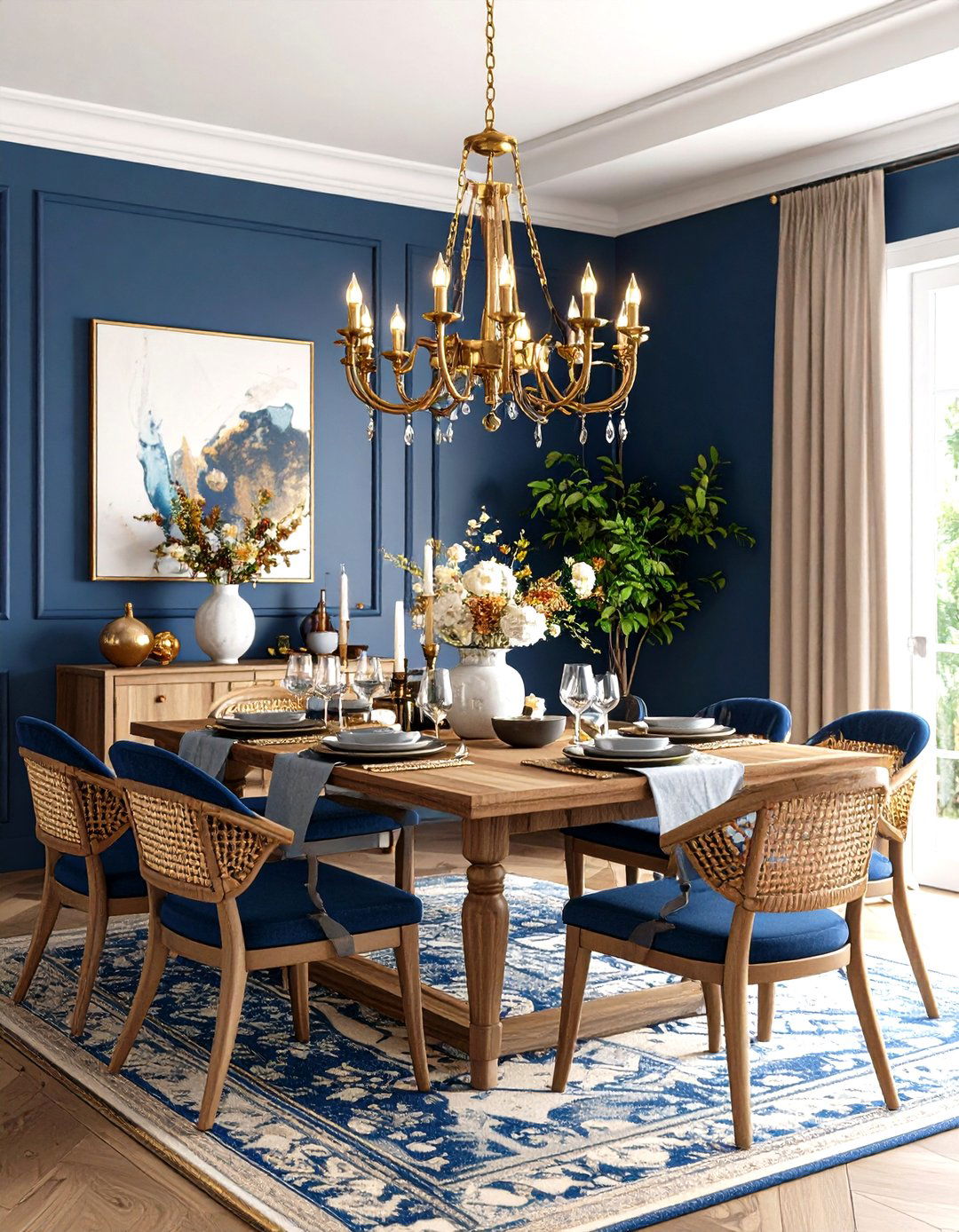 Blue Dining Room Mixed Material Combination - 20 Blue Dining Room Ideas
