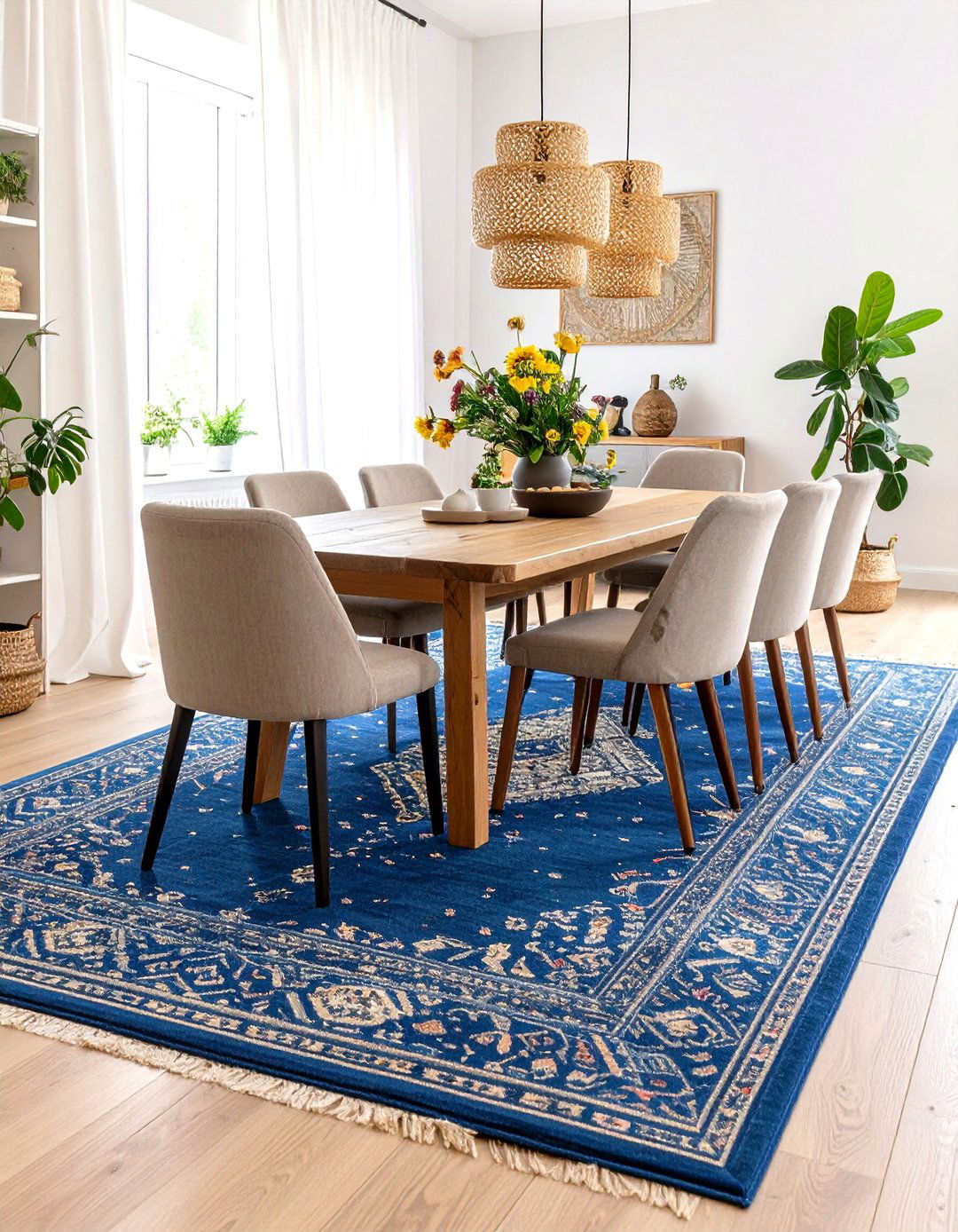 Blue Dining Room Rug as Foundation Element - 20 Blue Dining Room Ideas