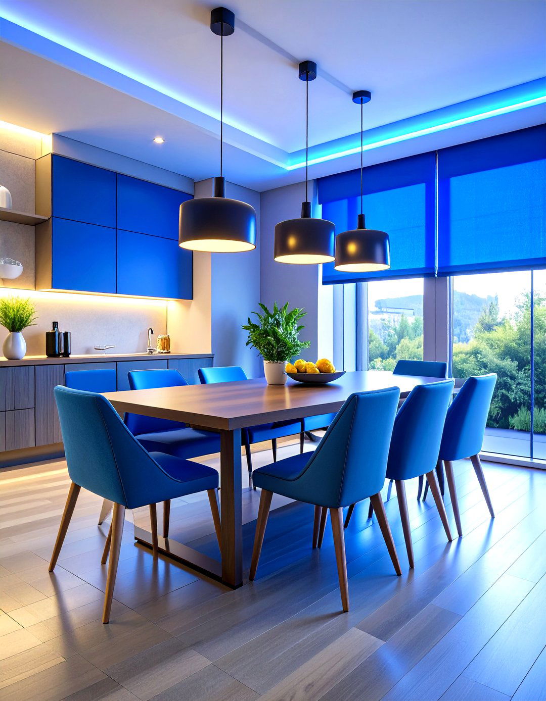 Blue Dining Room Smart Technology Integration - 20 Blue Dining Room Ideas