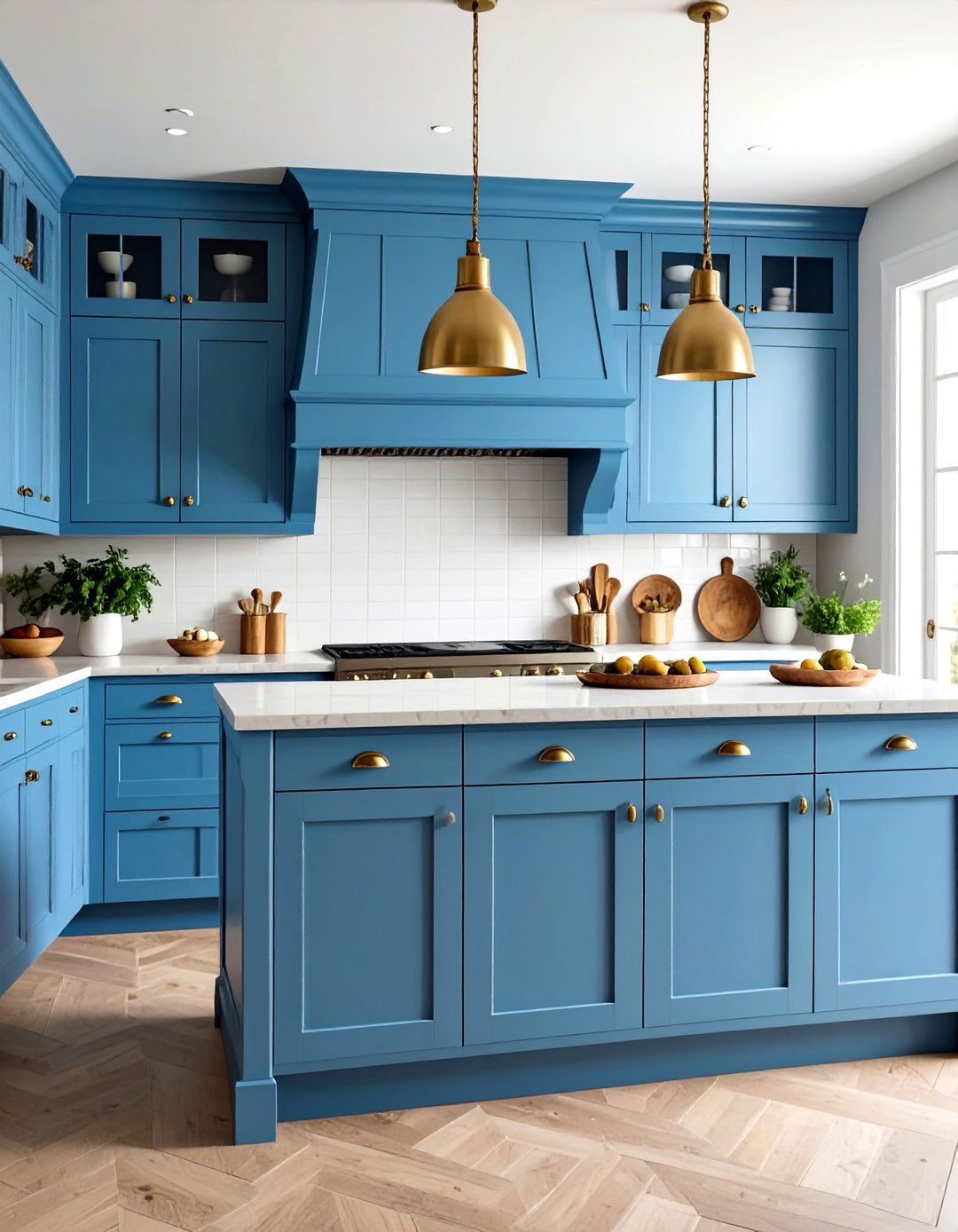 Blue French Country Kitchen with Powder Blue Shaker Cabinets - 20 Blue French Country Kitchen Ideas