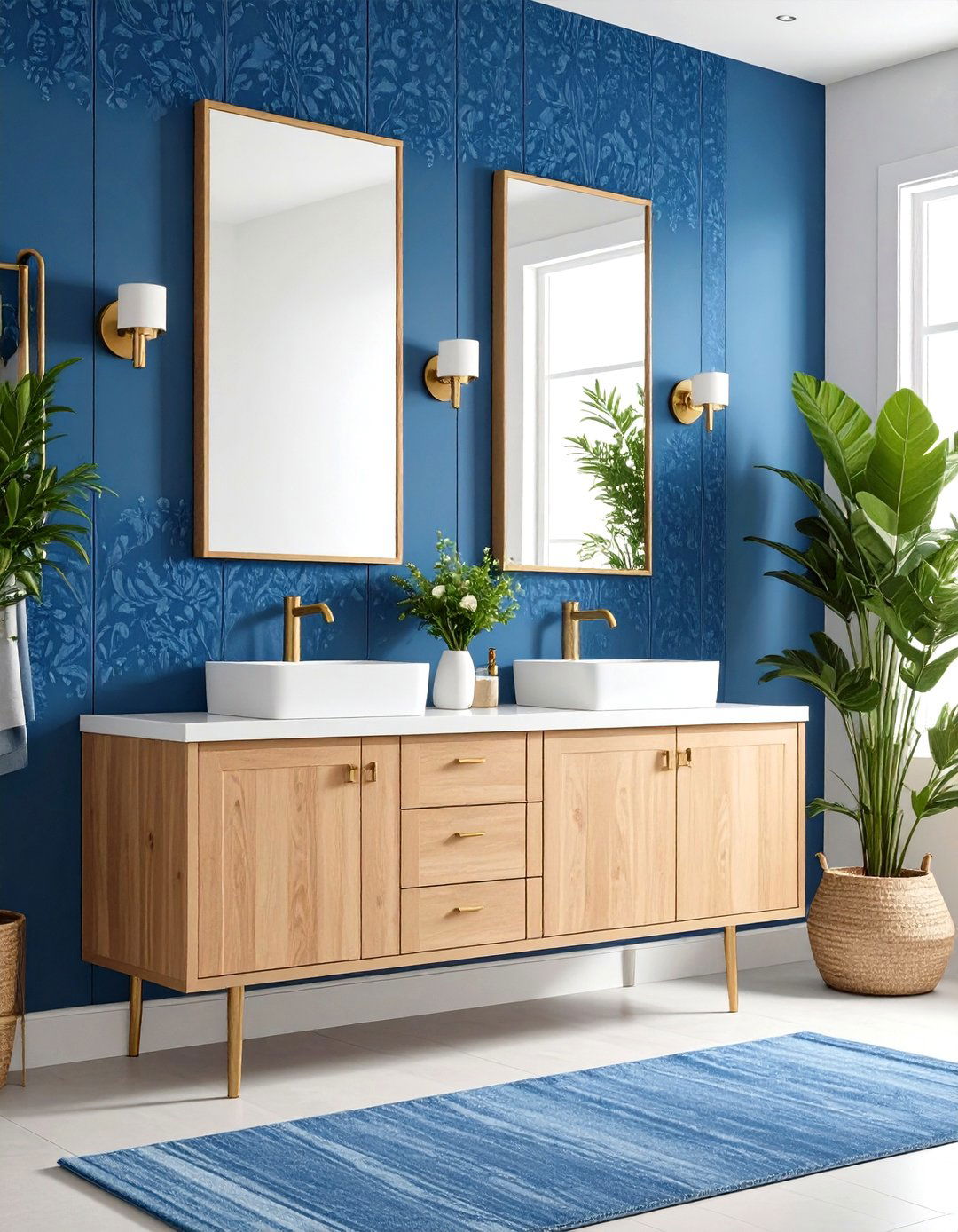 Blue Grasscloth Powder Room Wallpaper Texture - 20 blue powder room ideas