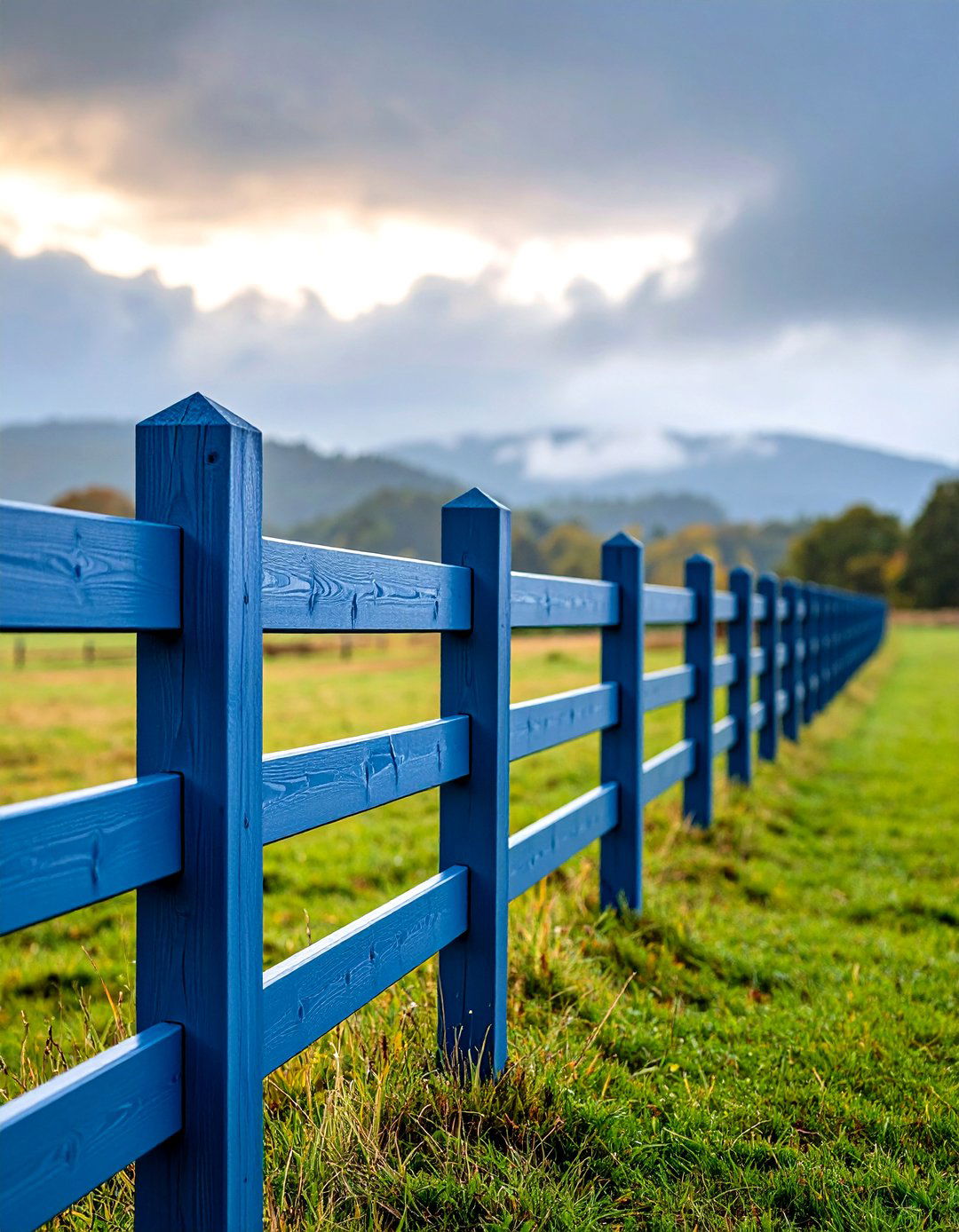 Blue Gray Blending Fence to Disappear Into Sky - 20 Fence Paint Colours