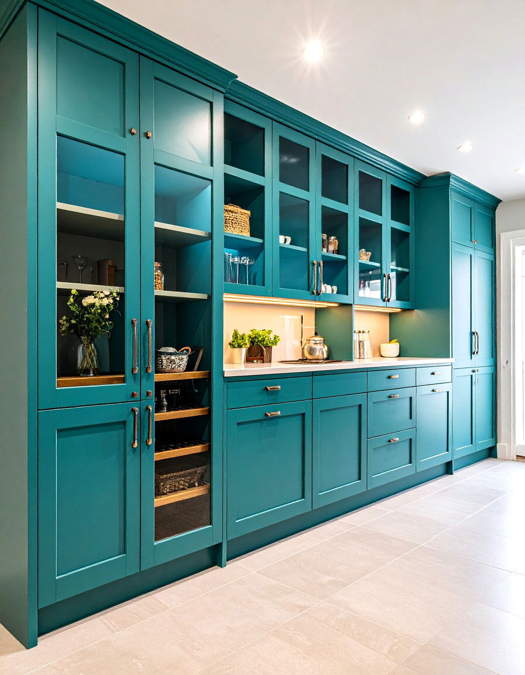 Blue Kitchen Pantry Design for Hidden Storage - 20 Blue Kitchen Ideas