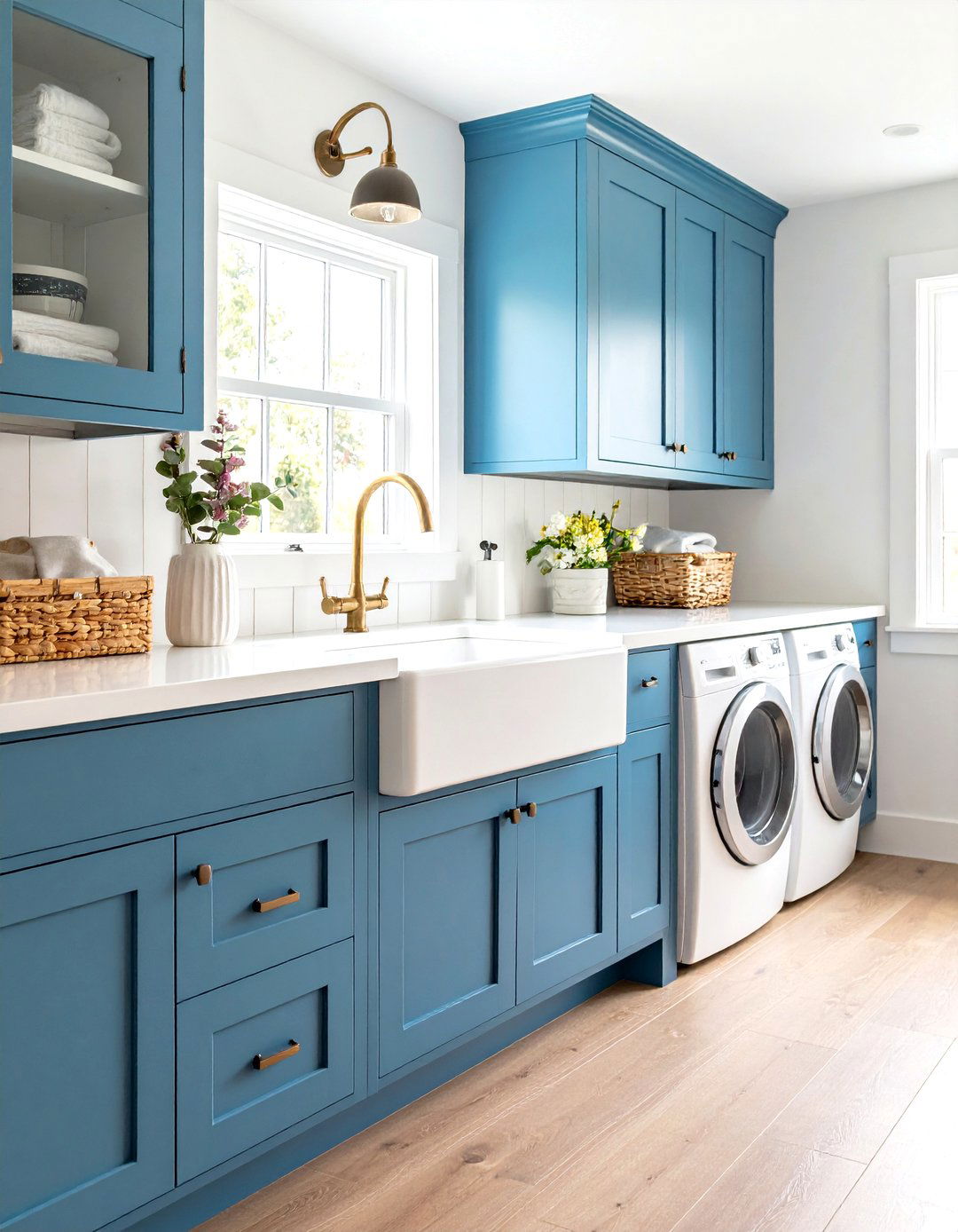 Blue Laundry Room Farmhouse Sink Style Statement - 20 Blue Laundry Room Ideas