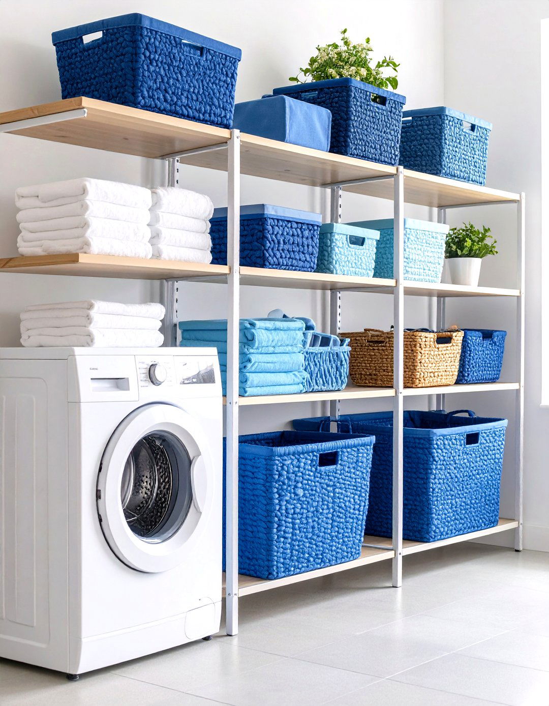 Blue Laundry Room Storage Baskets and Organization - 20 Blue Laundry Room Ideas
