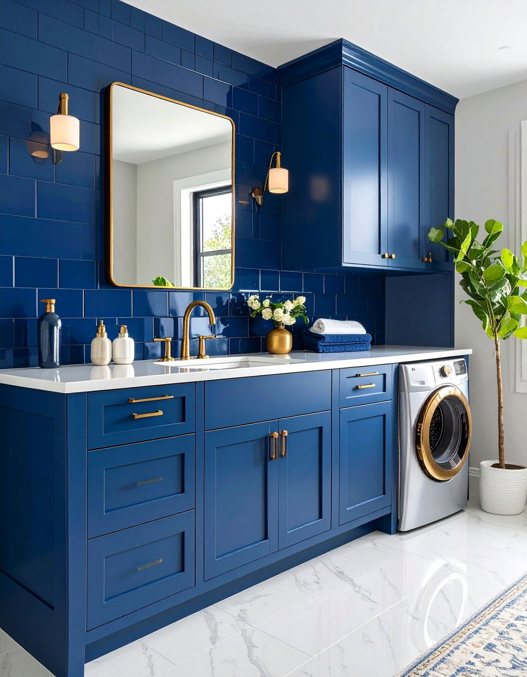 Blue Laundry Room Subway Tile Backsplash Protection - 20 Blue Laundry Room Ideas