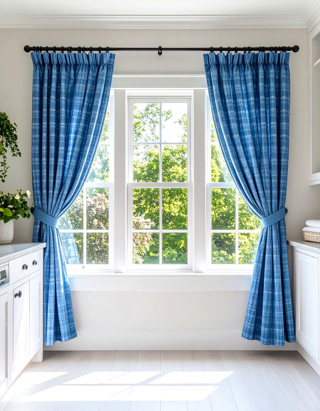 Blue Laundry Room Window Treatment Coordination Ideas - 20 Blue Laundry Room Ideas