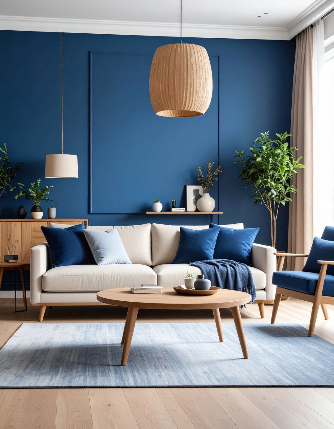 Blue Living Room with Ombre Blue Walls - 20 Blue Living Room Ideas