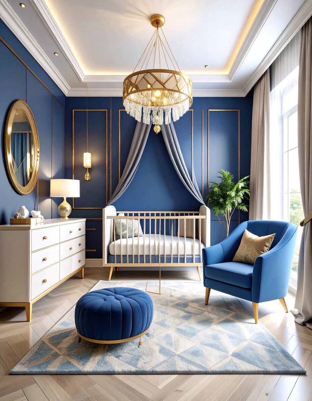 Blue Nursery with Art Deco Glamorous Sophistication - 20 Blue Nursery Ideas
