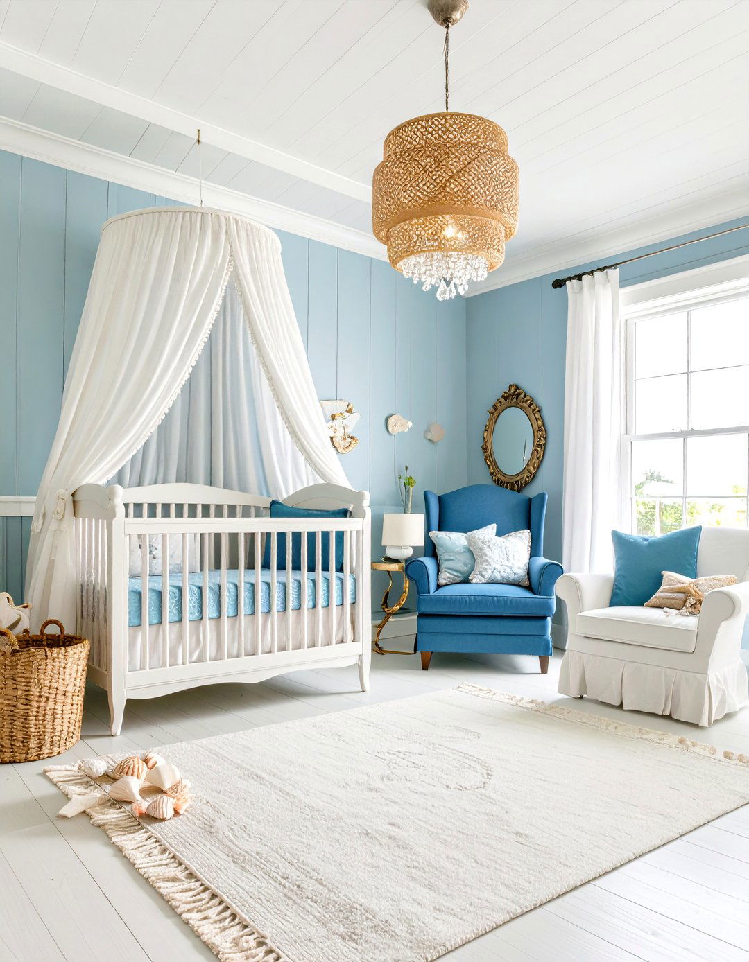 Blue Nursery with Coastal Shabby Chic Romance - 20 Blue Nursery Ideas