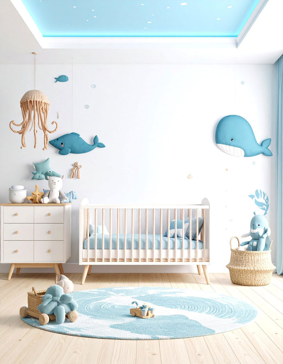 Blue Nursery with Ocean Underwater World Adventure - 20 Blue Nursery Ideas