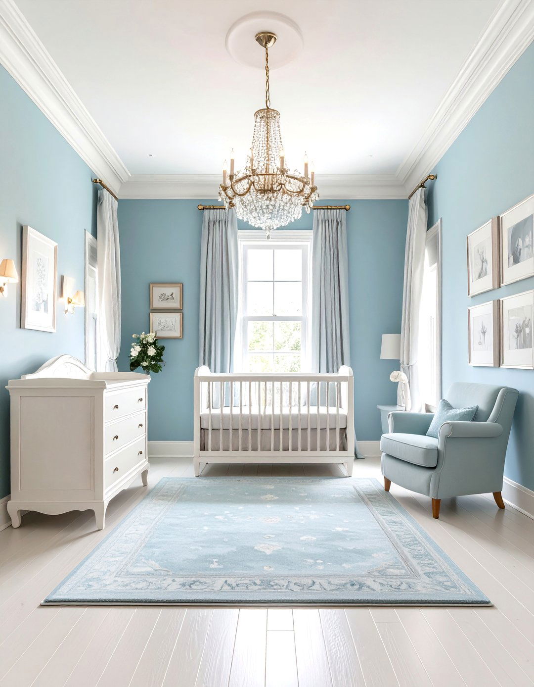 Blue Nursery with Powder Blue Elegant Sophistication - 20 Blue Nursery Ideas
